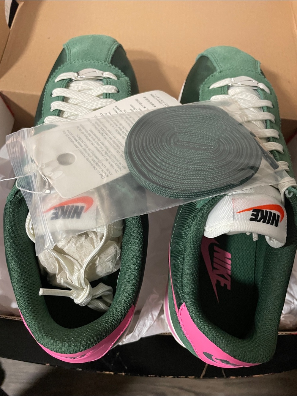 Nike Green and Pink Low-Top Sneakers with White Accents